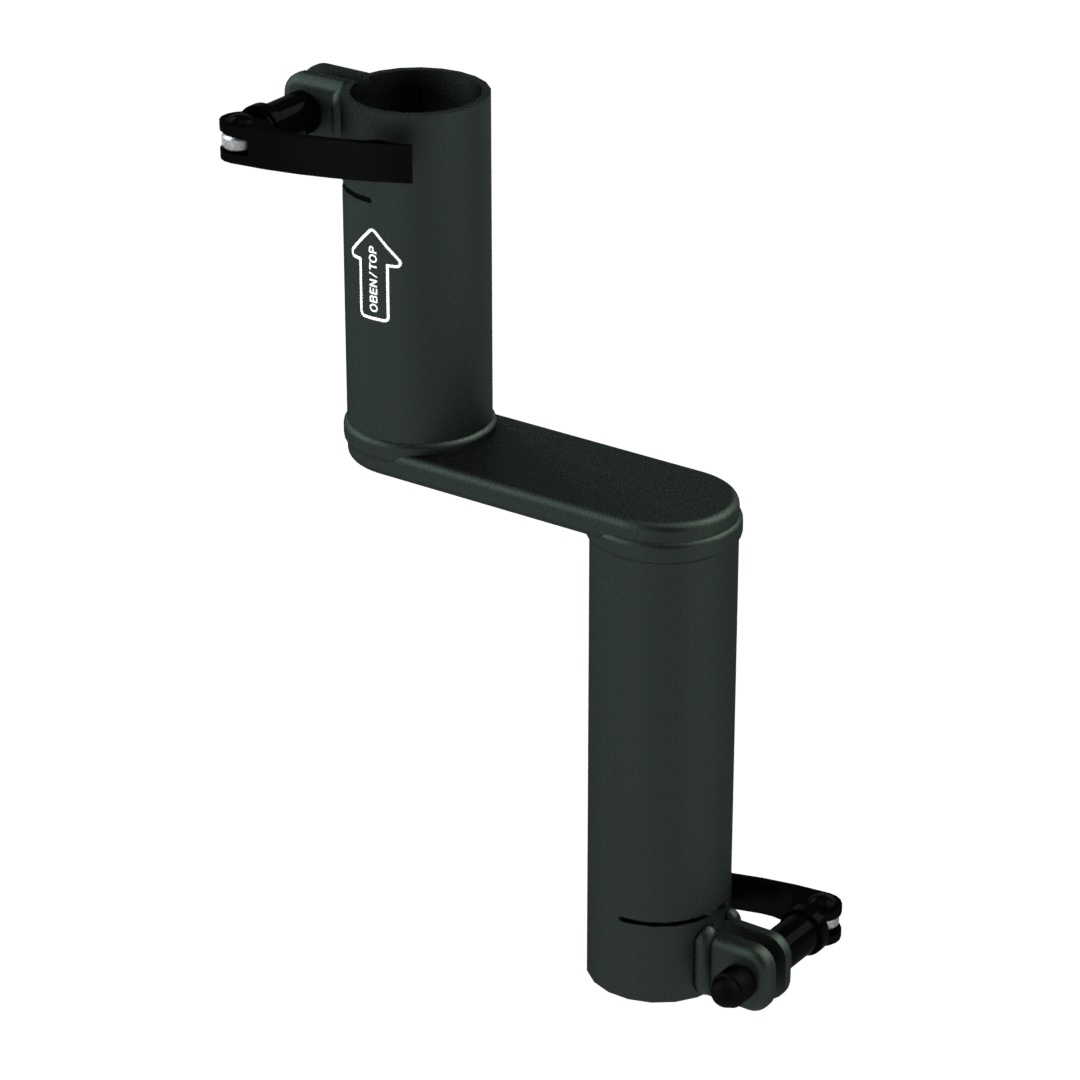Standrohr 300 mm, 100 mm versetzt mit 2 Exzenterhebeln für Laptop-Halterung Standrohr 300 mm, 100 mm versetzt mit 2 Exzenterhebeln für Laptop-Halterung