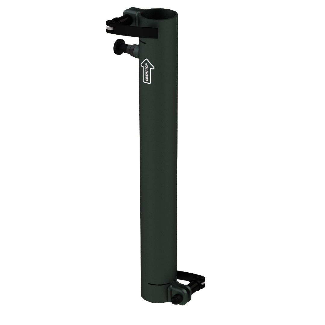 Standrohr 400 mm gerade mit 2 Exzenterhebeln und Rastbolzen für Laptop-Halterung Standrohr 400 mm gerade mit 2 Exzenterhebeln und Rastbolzen für Laptop-Halterung